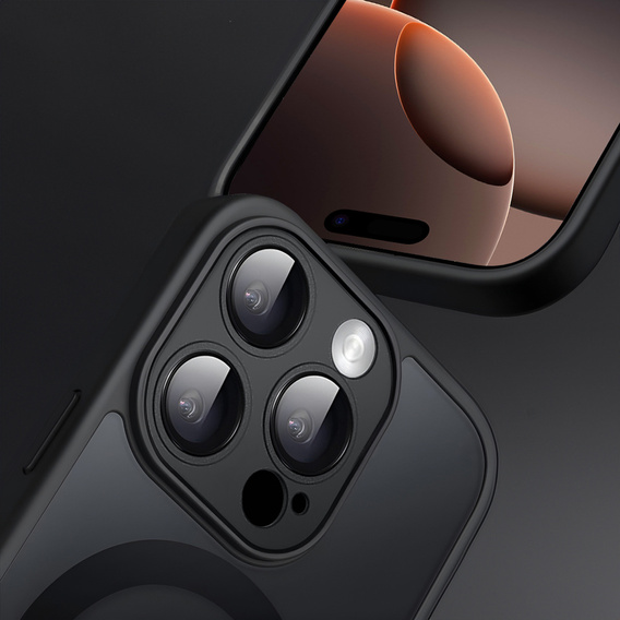 Θήκη για iPhone 16 Pro, για MagSafe, ERBORD Μatt Case, μαύρη + Γυαλί οθόνης