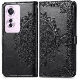 Θήκη με πτερύγιο για Oppo Reno 11F 5G, Mandala, μαύρη