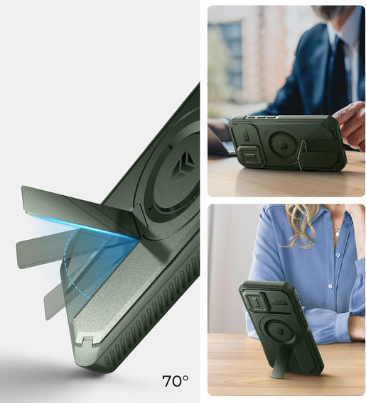 Θωρακισμένη θήκη για iPhone 16, Dexnor CamProtect MagSafe, πράσινη