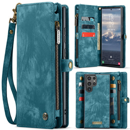 CASEME θήκη για Samsung Galaxy S25 Ultra, Retro Leather Wallet, με λουράκι, πράσινη