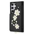 θήκη για Samsung Galaxy S25 Ultra, Leather Flower Card Slot, μαύρη