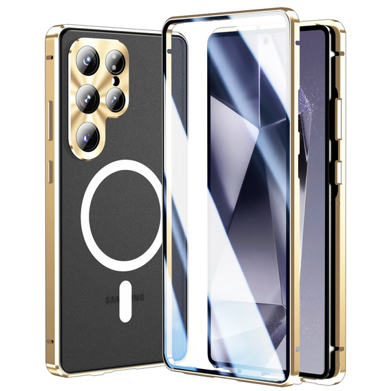 Μαγνητική θήκη MagSafe Dual Glass για Samsung Galaxy S25 Ultra, χρυσή