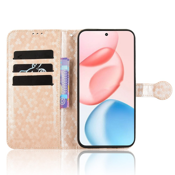 θήκη πτερύγιο για Honor 400 5G, Wallet Rhombus, ροζ