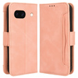 Θήκη με πτερύγιο για Google Pixel 8A, Card Slot, ροζ