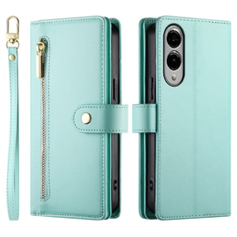 Θήκη με πτερύγιο για Samsung Galaxy S25 Edge, Wallet Zipper Pocket, μέντας