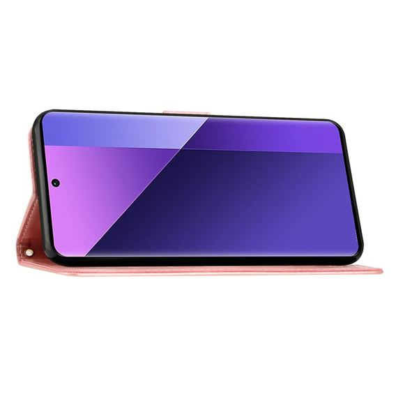 Θήκη με πτερύγιο για Xiaomi Redmi Note 13 Pro+, Butterfly, ροζ rose gold