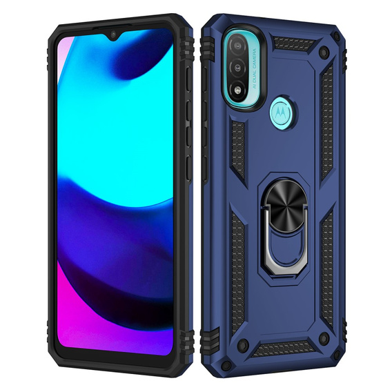 θωρακισμένη θήκη για Motorola Moto E20/E30/E40, Nox Case Ring, μπλε