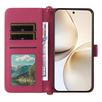 Θήκη με πτερύγιο για Realme 14 Pro+ 5G, Crossbody Leather Wallet, σκούρο ροζ