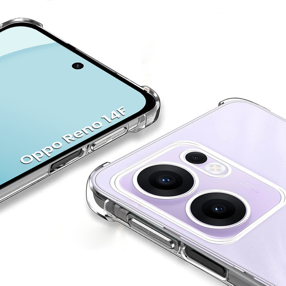 Θήκη για Oppo Reno 14F, ενισχυμένη, με προστασία κάμερας, διάφανη