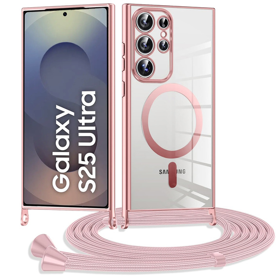 Θήκη για Samsung Galaxy S25 Ultra, Electro MagSafe, ροζ + κορδόνι