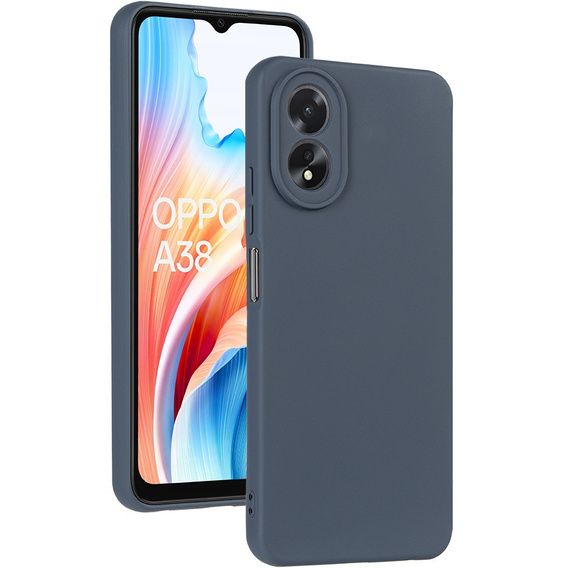 Θήκη για Oppo A18 4G / A38 4G, σιλικόνη Lite, σκούρο μπλε + γυαλί 9H