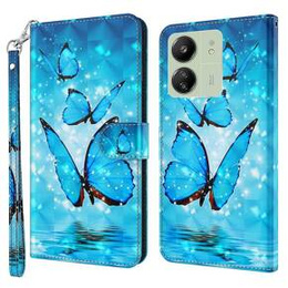 Θήκη με πτερύγιο για Xiaomi Redmi 13C / Poco C65, Wallet, Butterflies μπλε