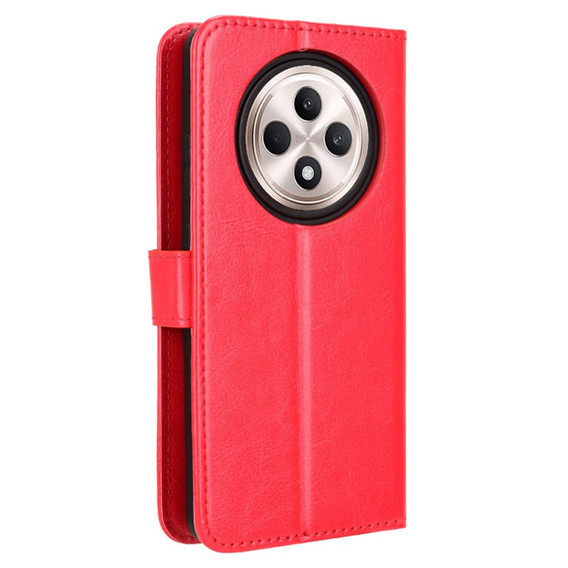 Θήκη με πτερύγιο για Oppo Reno 12FS / 12F, Crazy Horse Wallet, κόκκινη