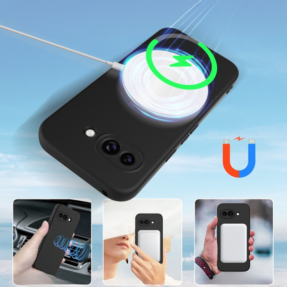 Θήκη για Google Pixel 9A, Silicone MagSafe, μαύρη