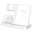 Ασύρματο φορτιστή 3 σε 1 QI γρήγορο για Samsung S25 S24 S23 Galaxy Watch Buds Σταθμός λευκό