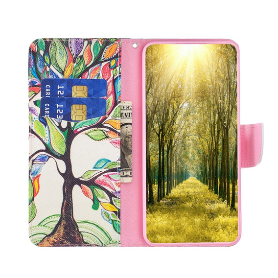 Θήκη με πτερύγιο για Samsung Galaxy M34, Wallet, tree of life, λευκή