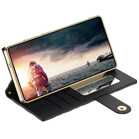 Αναδιπλούμενη θήκη για Samsung Galaxy S25 Ultra, GKK Mirror Wallet, μαύρη