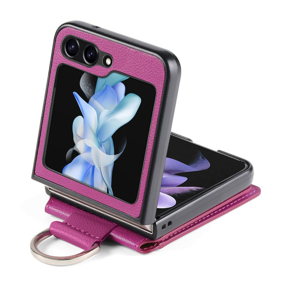 Θήκη για Samsung Galaxy Z Flip7 FE / Z Flip6, Card Slot Ring Case, μωβ
