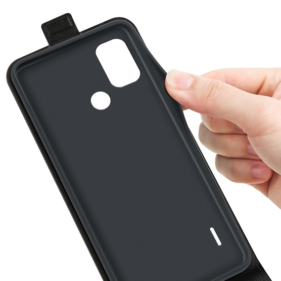 Θήκη με πτερύγιο για Nokia C21 Plus 4G, Flip, μαύρη