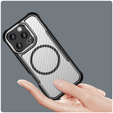 Θήκη για iPhone 16 Pro, Fusion Hybrid Carbon, για MagSafe, μαύρη