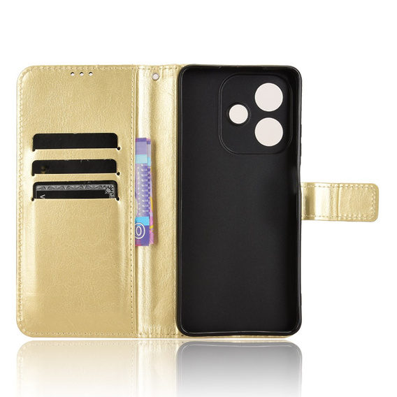 Θήκη με πτερύγιο για Oppo A40 / Oppo A40m, Crazy Horse Wallet, χρυσή