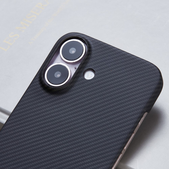Θήκη για iPhone 16 Plus, Aramid Fiber Cover, μαύρη