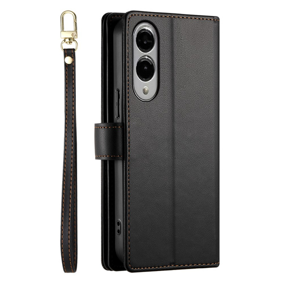 Θήκη με πτερύγιο για Samsung Galaxy S25 Edge, Wallet Zipper Pocket, μαύρη