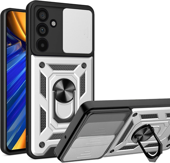 Θήκη για Samsung Galaxy M55 5G, CamShield Slide, ασημένια