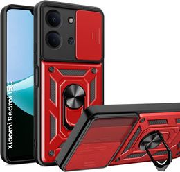 Θωρακισμένη θήκη για Xiaomi Redmi 15C 4G/LTE, με προστασία κάμερας, με βάση, κόκκινο