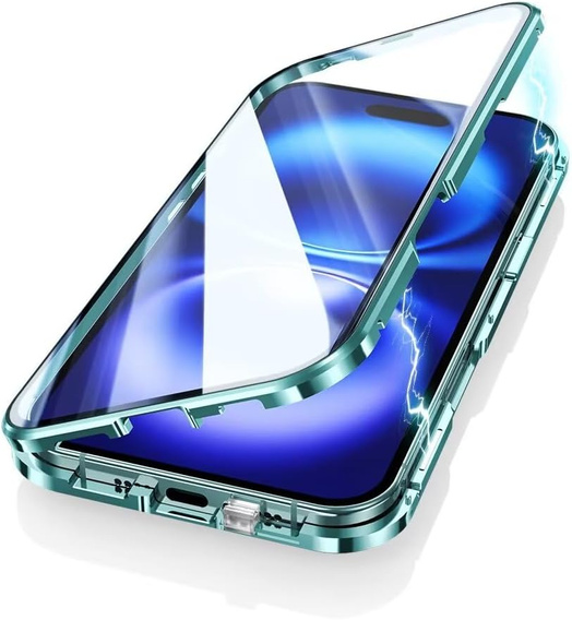 Μαγνητική θήκη MagSafe Dual Glass για iPhone 16, πράσινη