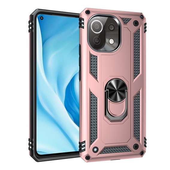θωρακισμένη θήκη για Xiaomi Mi 11 Lite / Mi 11 Lite 5G / 11 Lite 5G NE, Nox Case Ring, ροζ rose gold