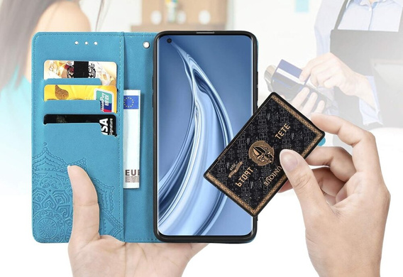 Θήκη με πτερύγιο για Oppo Reno 12, Mandala, μπλε