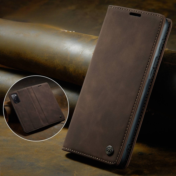 θήκη CASEME για Samsung Galaxy S20 FE, Leather Wallet Case, καφέ