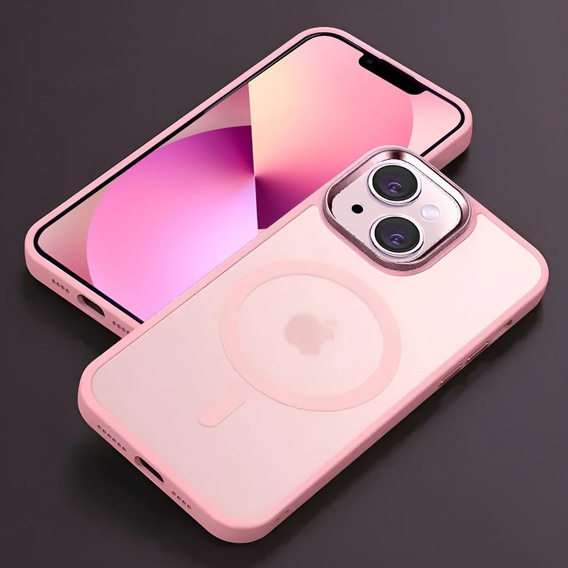 Θήκη για iPhone 13, για MagSafe, ERBORD Μatt Case, ροζ + Γυαλί οθόνης