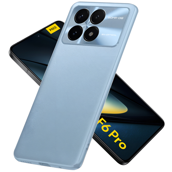 Δερμάτινη θήκη για Xiaomi Poco F6 Pro, leather hybrid, μπλε