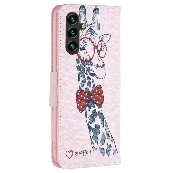 Θήκη με πτερύγιο για Samsung Galaxy A05s, Wallet, giraffe, ροζ