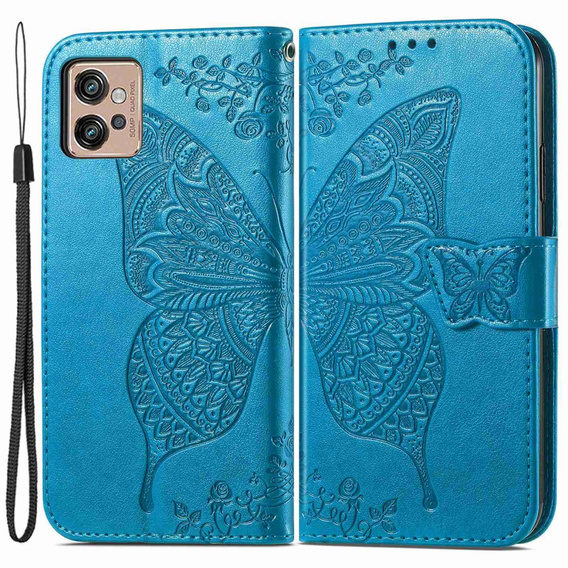Θήκη με πτερύγιο για Motorola Moto G32, Butterfly, μπλε