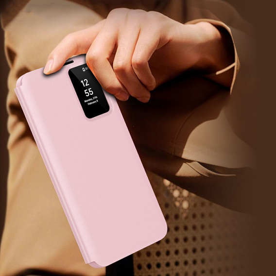 Αναδιπλούμενη θήκη για Samsung Galaxy A56 5G, Smart View Wallet, ροζ