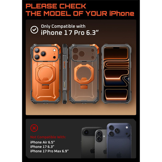 Θήκη Supcase Unicorn Beetle Grip Mag με δακτύλιο MagSafe για iPhone 17 Pro