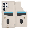 θήκη για Samsung Galaxy S24 Ultra, Leather Flower Card Slot, μπεζ