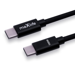 Καλώδιο Maxlife MXUC-12 USB-C - USB-C 1.0 m 100W, μαύρο