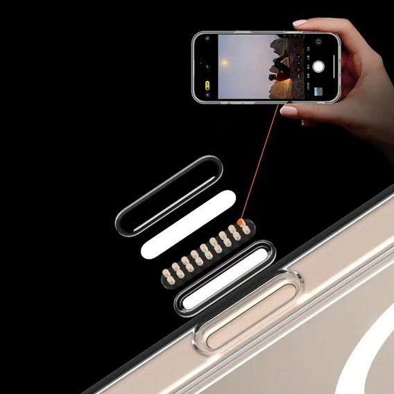 Θήκη ERBORD MagSafe για iPhone 16, ενεργό κουμπί, διαφανής + Γυαλί για την οθόνη