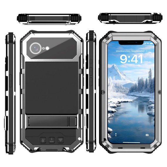 Θωρακισμένη θήκη για iPhone 16E, R-JUST, ασημένια