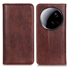 θήκη με πτερύγιο για Xiaomi 15 Ultra, Split Leather, καφέ