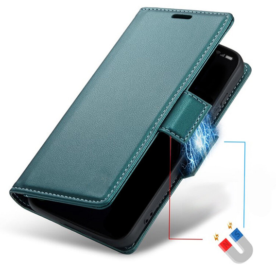 Θήκη για Oppo A18 4G / A38 4G, ERBORD Glossy Litchi, πορτοφόλι με πτερύγιο, πράσινη