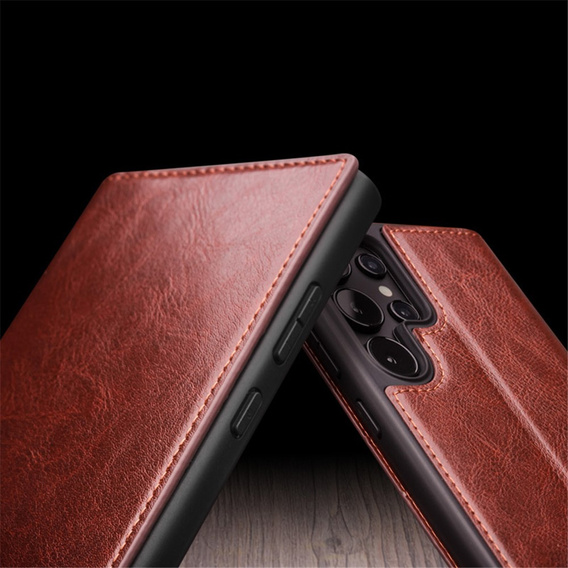 QIALINO Δερμάτινη θήκη πορτοφολιού με πτερύγιο για Samsung Galaxy S24 Ultra