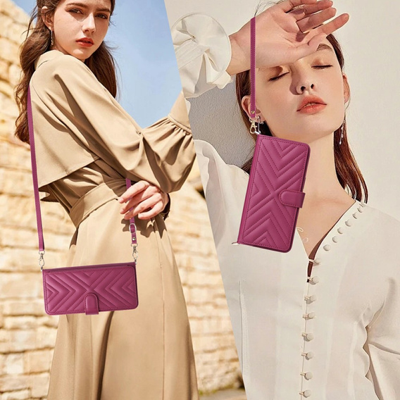 Θήκη με πτερύγιο για Xiaomi Redmi A5, Crossbody Leather Wallet, μπορντό