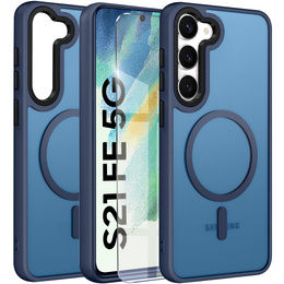 Θήκη για Samsung Galaxy S21 FE, για MagSafe, ERBORD Μatt Case, ναυτικό μπλε + Γυαλί οθόνης