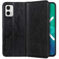 θήκη με πτερύγιο για Motorola Moto G73 5G, Split Leather, μαύρη