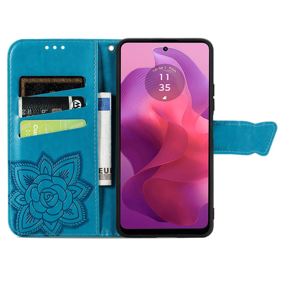 Θήκη με πτερύγιο για Motorola Moto G24 / G24 Power / G04, Butterfly, μπλε